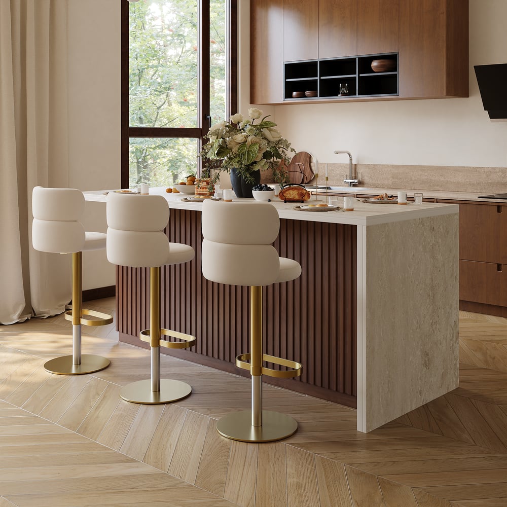 Îlot de cuisine moderne de 72" en pierre frittée mate avec rangement, Noyer image de fenêtre