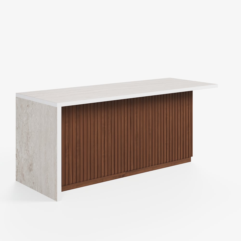 Modern 72" Matte Sintered Stone Kitchen Island with Storage, Walnut window image