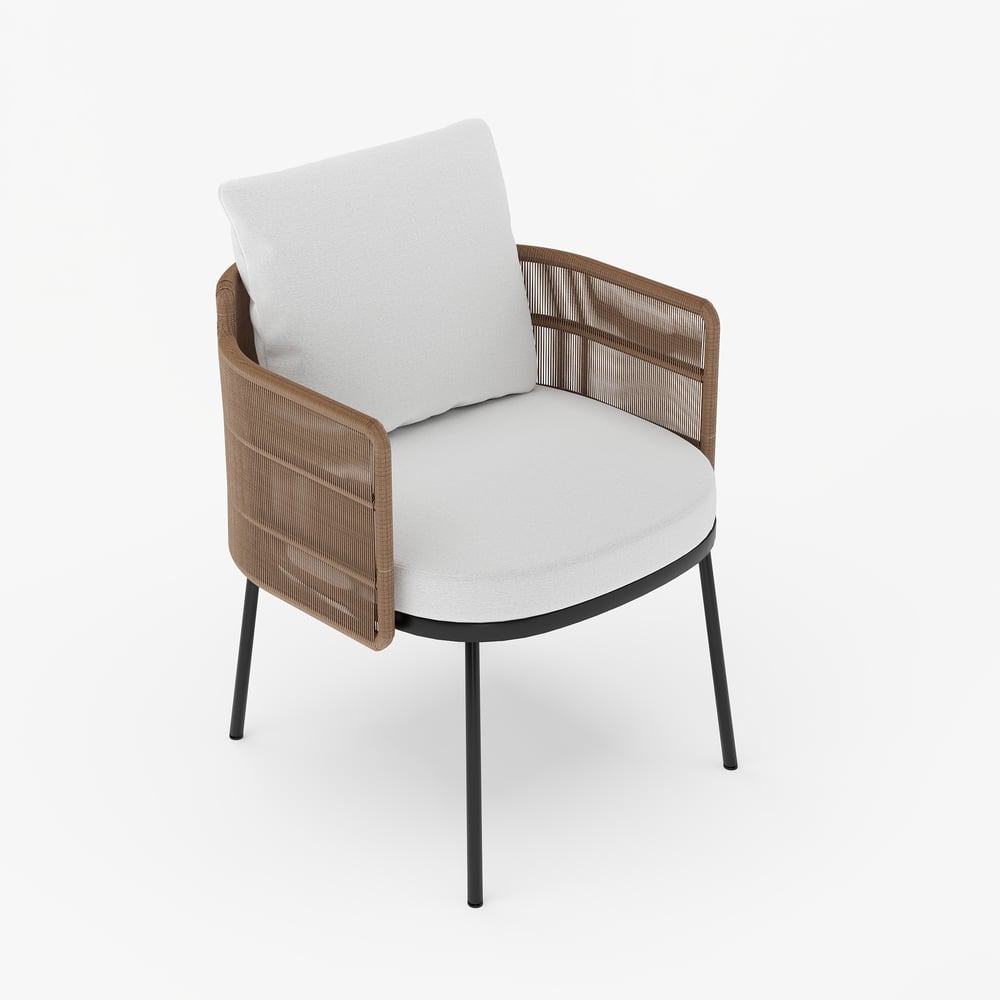 Set da pranzo da giardino Grida di 9 pezzi in teak e rattan sintetico con 8 sedie Immagine della finestra