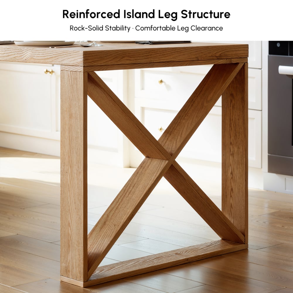Îlot de cuisine extensible blanc et naturel de 1850 mm à 2350 mm avec armoire de rangement image de fenêtre