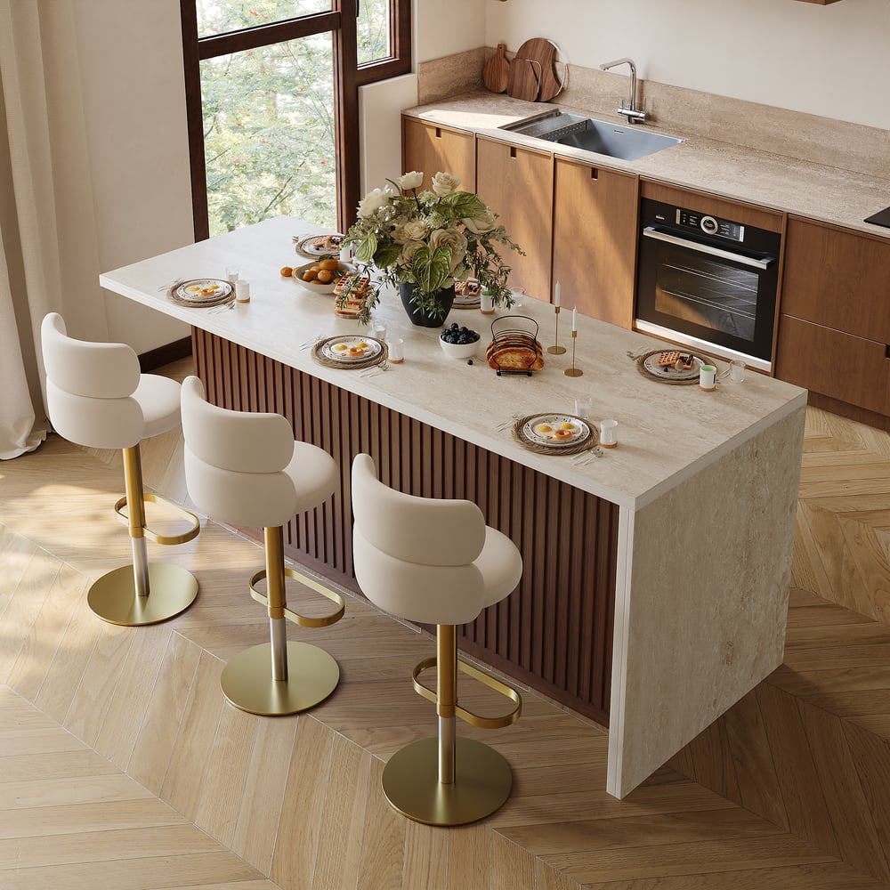 Îlot de cuisine moderne de 72" en pierre frittée mate avec rangement, Noyer image de fenêtre