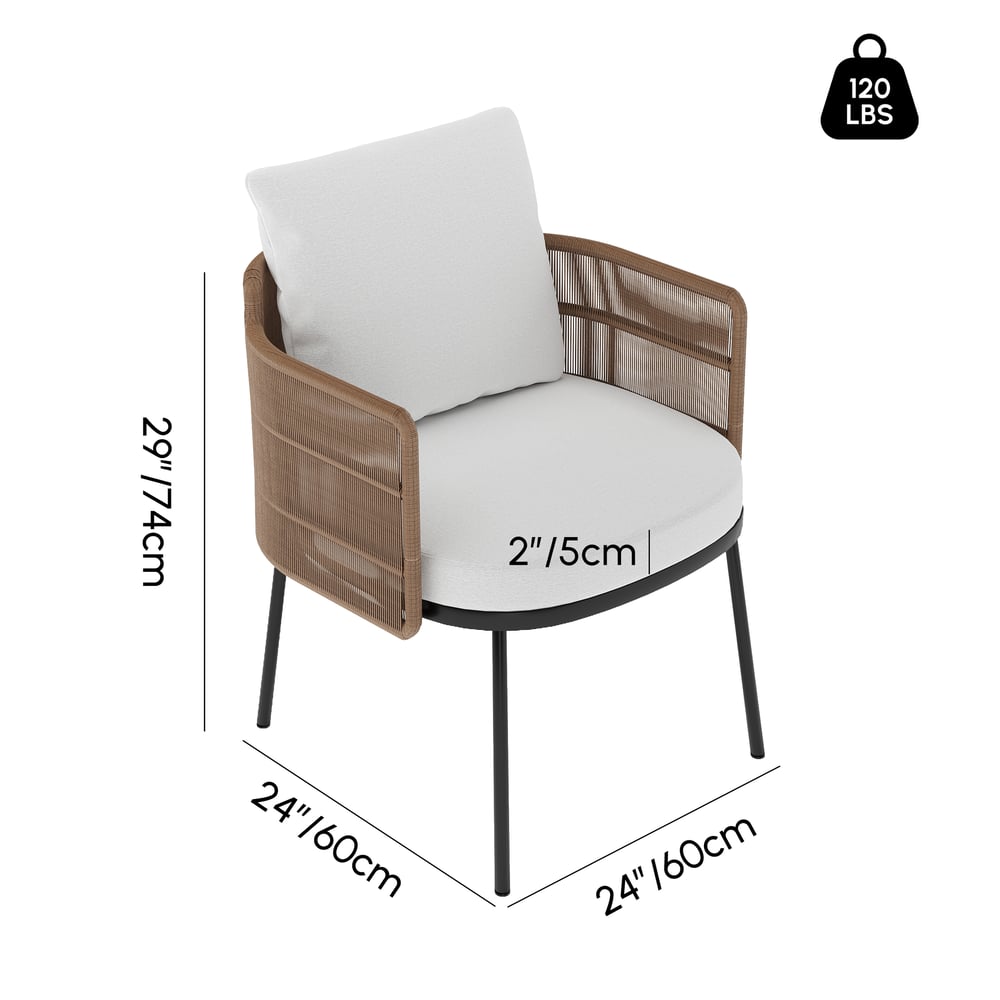 Set da pranzo da giardino Grida di 9 pezzi in teak e rattan sintetico con 8 sedie Immagine con pesi e dimensioni