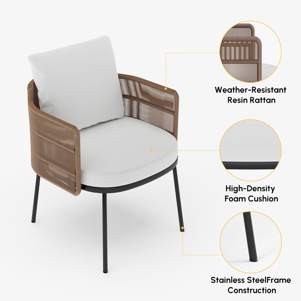 Set da pranzo da giardino Grida di 9 pezzi in teak e rattan sintetico con 8 sedie Immagine della finestra