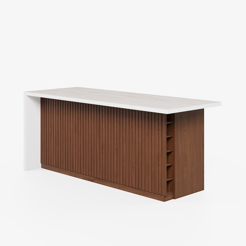 Modern 72" Matte Sintered Stone Kitchen Island with Storage, Walnut window image