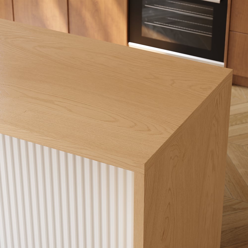 Modern 50" Wood Kitchen Island with Storage, Natural window image