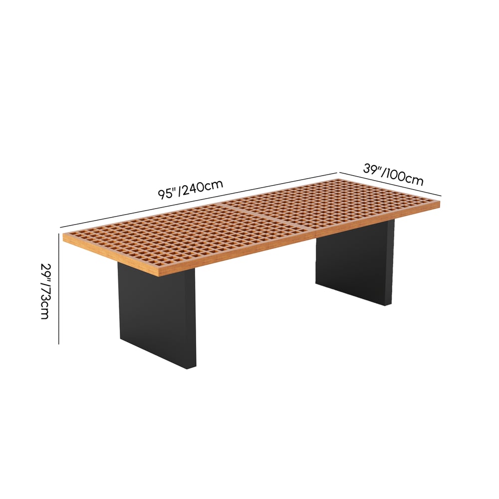 Tavolo da pranzo rettangolare da giardino Grida in teak e alluminio, per 8 persone Immagine con pesi e dimensioni