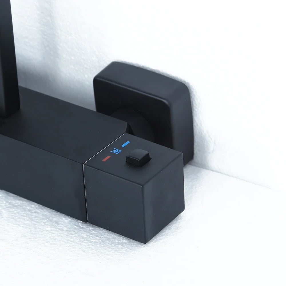 Set de Douche Noir Mat Thermostatique Apparent avec Douchette à Main image de fenêtre