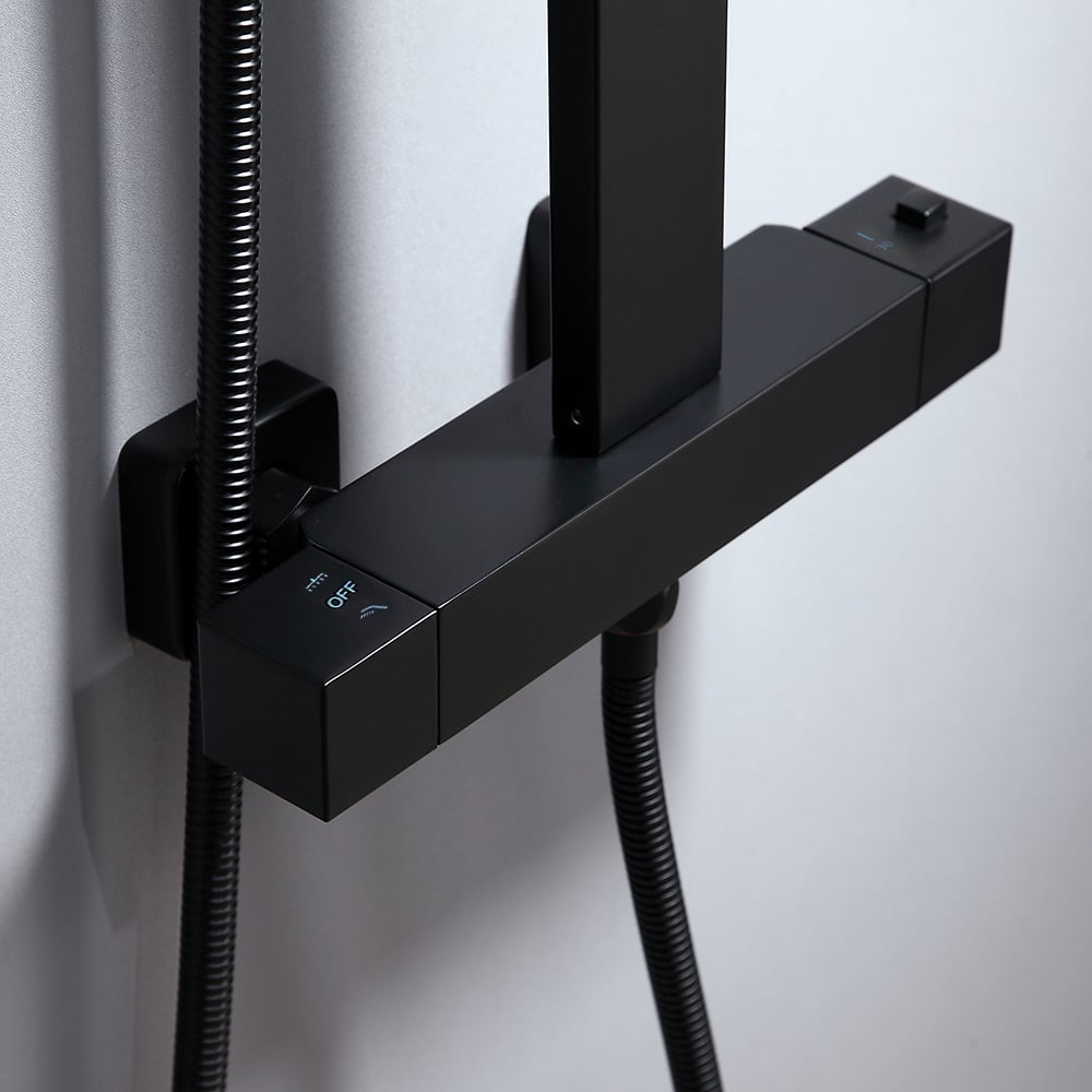 Set de Douche Noir Mat Thermostatique Apparent avec Douchette à Main image de fenêtre