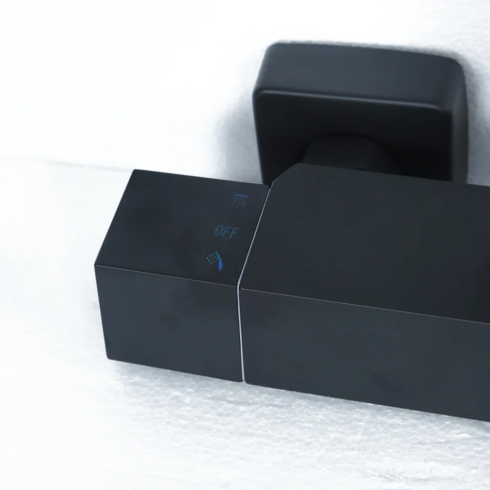 Set de Douche Noir Mat Thermostatique Apparent avec Douchette à Main image de fenêtre