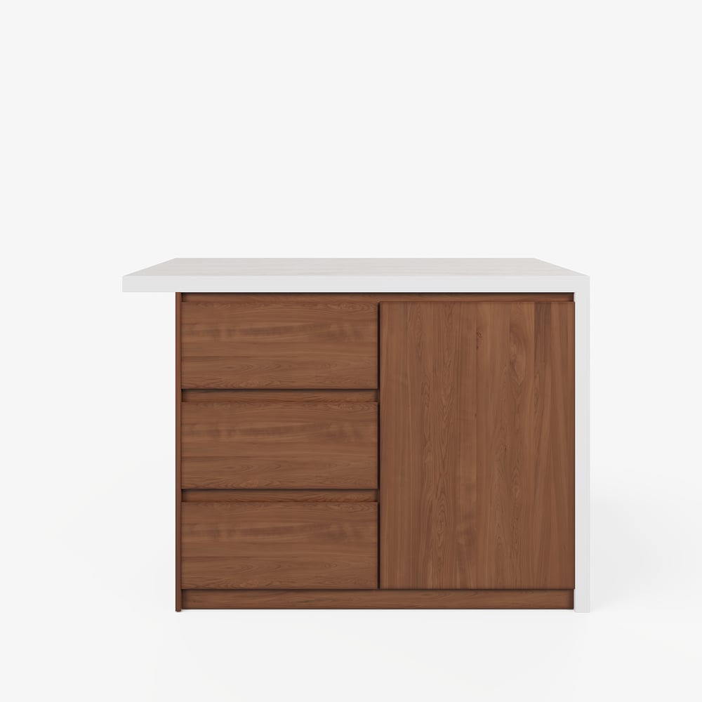 Modern 50" Matte Sintered Stone Kitchen Island with Storage, Walnut window image