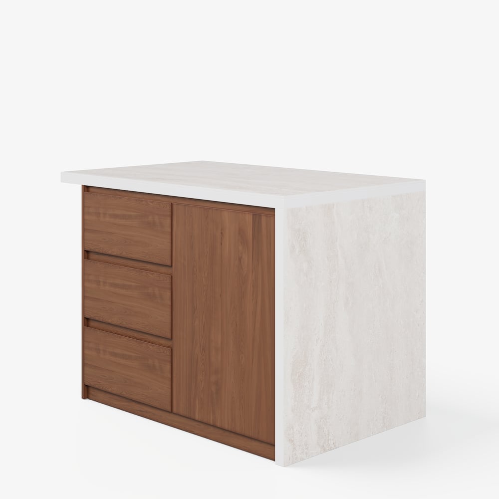 Modern 50" Matte Sintered Stone Kitchen Island with Storage, Walnut window image