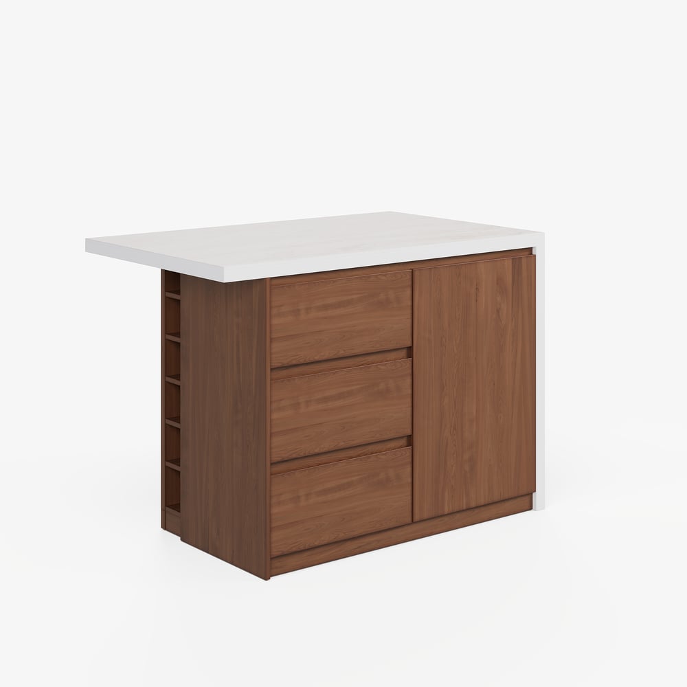 Modern 50" Matte Sintered Stone Kitchen Island with Storage, Walnut window image