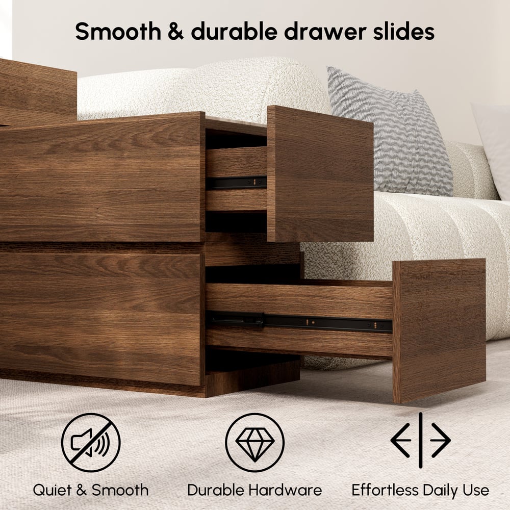 Travertine Stone Top Narrow Smart Side Table with Storage window image