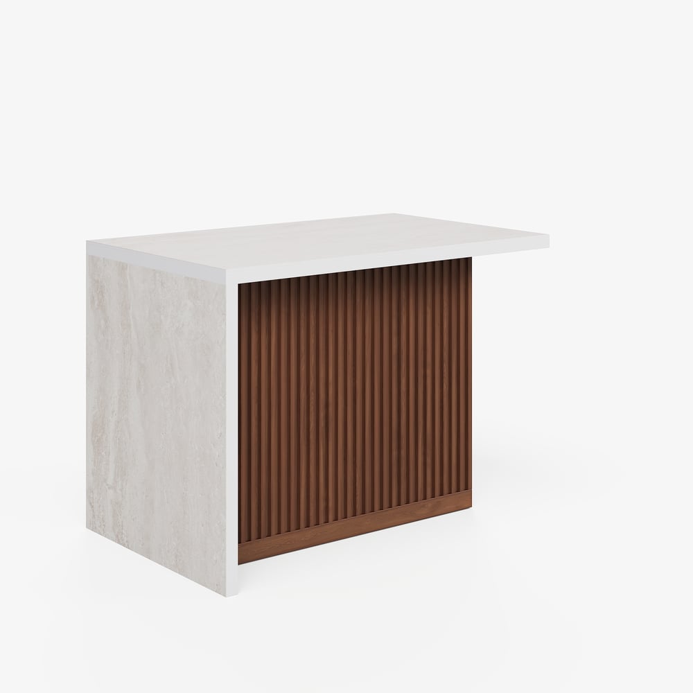 Modern 50" Matte Sintered Stone Kitchen Island with Storage, Walnut window image