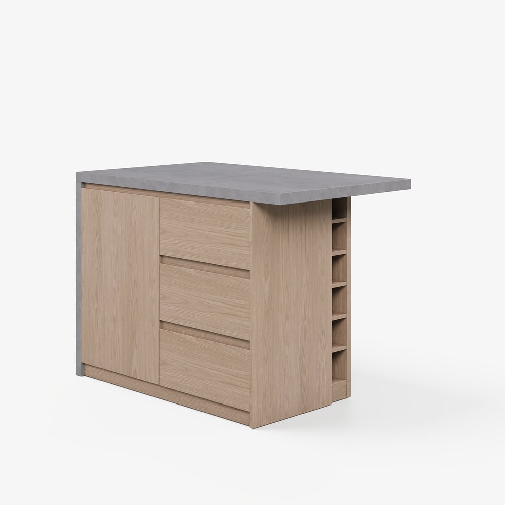 Modern 50" Wood Kitchen Island with Storage, Natural & Gray window image