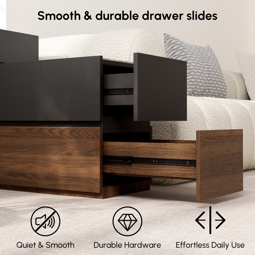 Modern 889 mm Narrow Sintered Stone End Table with USB & Storage window image