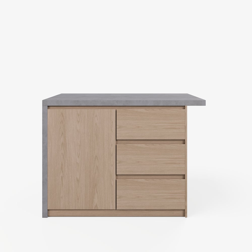 Modern 50" Wood Kitchen Island with Storage, Natural & Gray window image