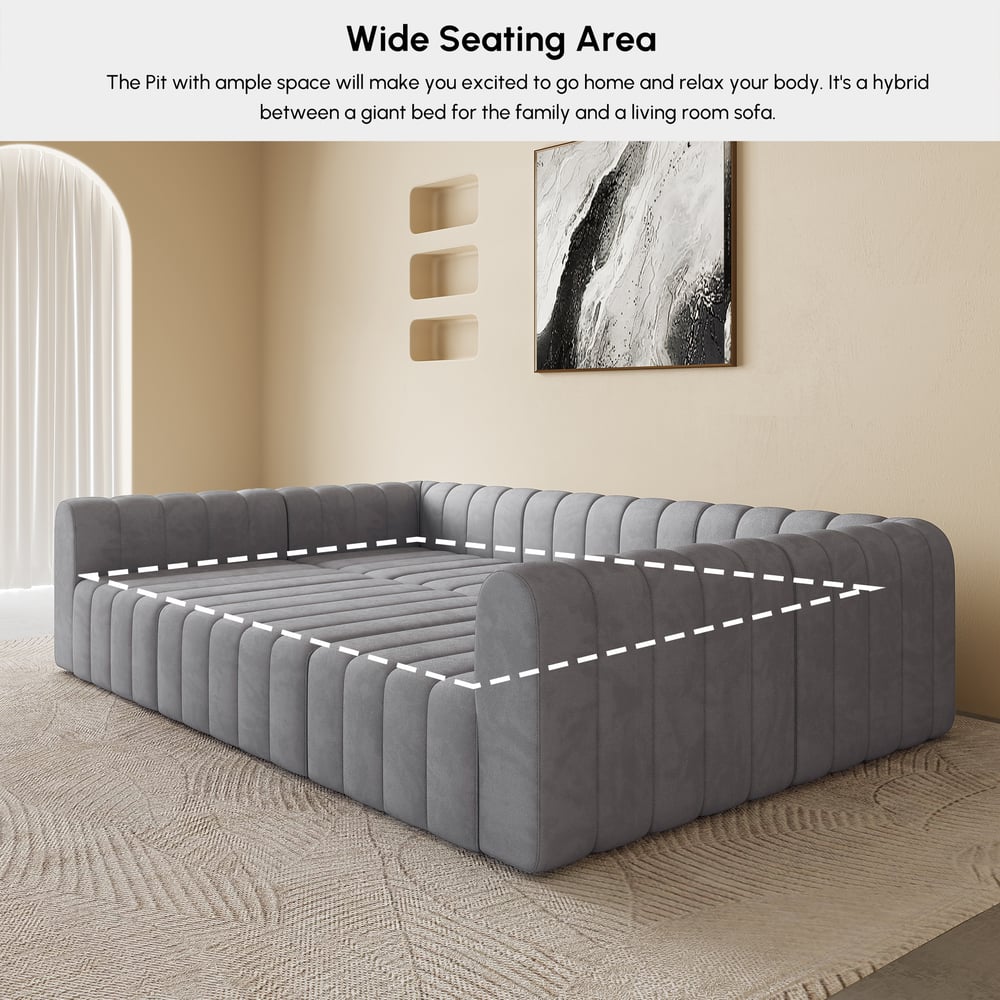 Canapé modulable 6 places en velours côtelé 301 cm image de fenêtre