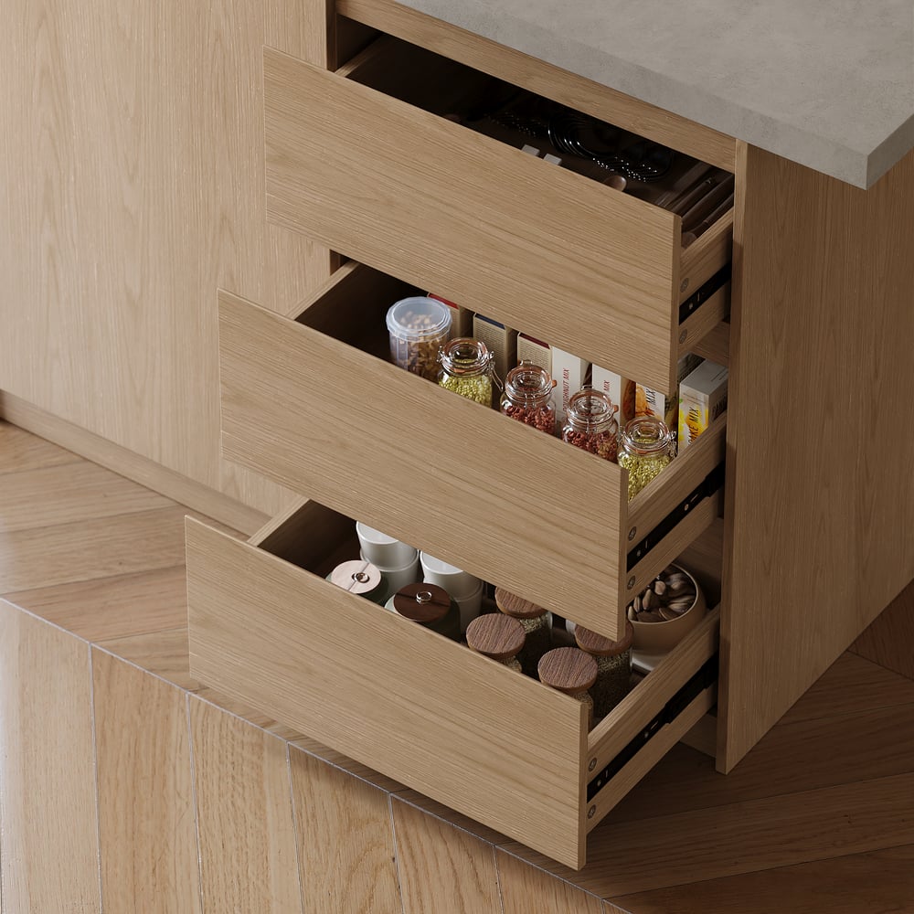 Modern 50" Wood Kitchen Island with Storage, Natural & Gray window image