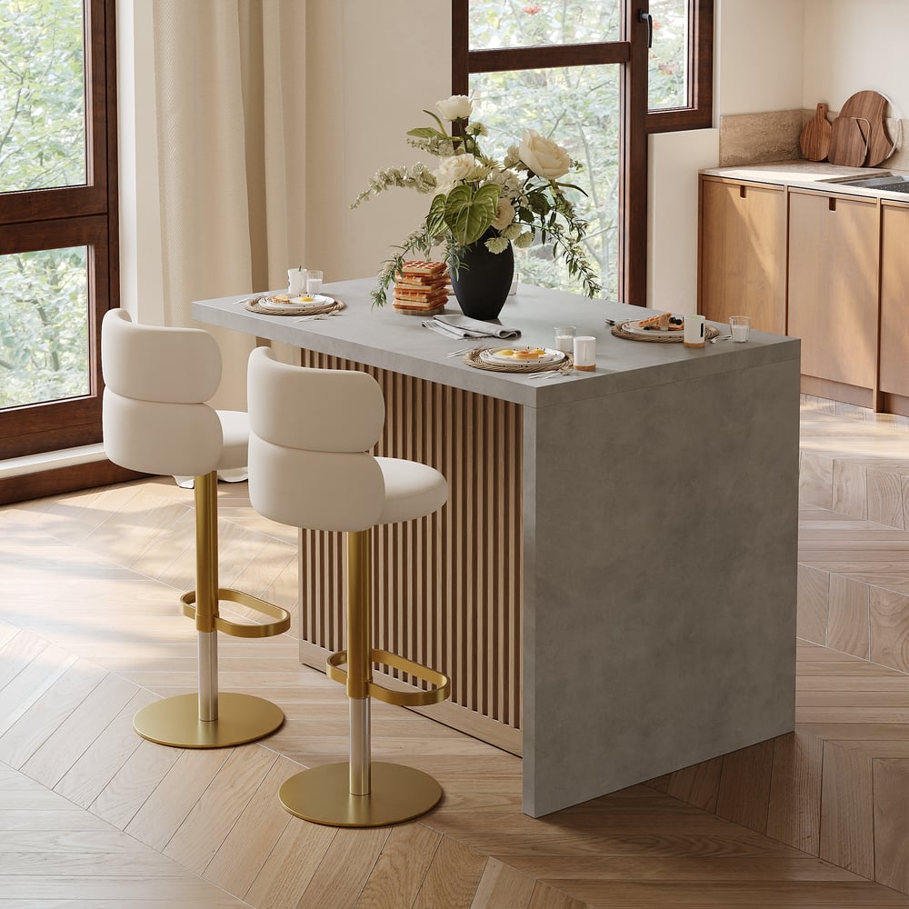 Modern 50" Wood Kitchen Island with Storage, Natural & Gray window image