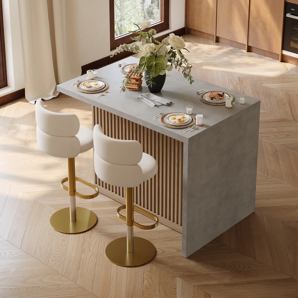 Modern 50" Wood Kitchen Island with Storage, Natural & Gray window image