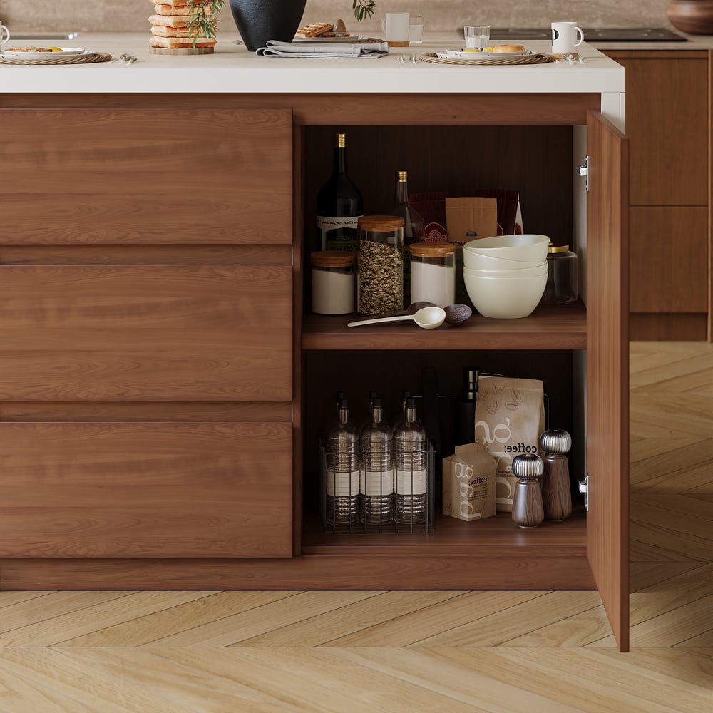 Modern 50" Matte Sintered Stone Kitchen Island with Storage, Walnut window image