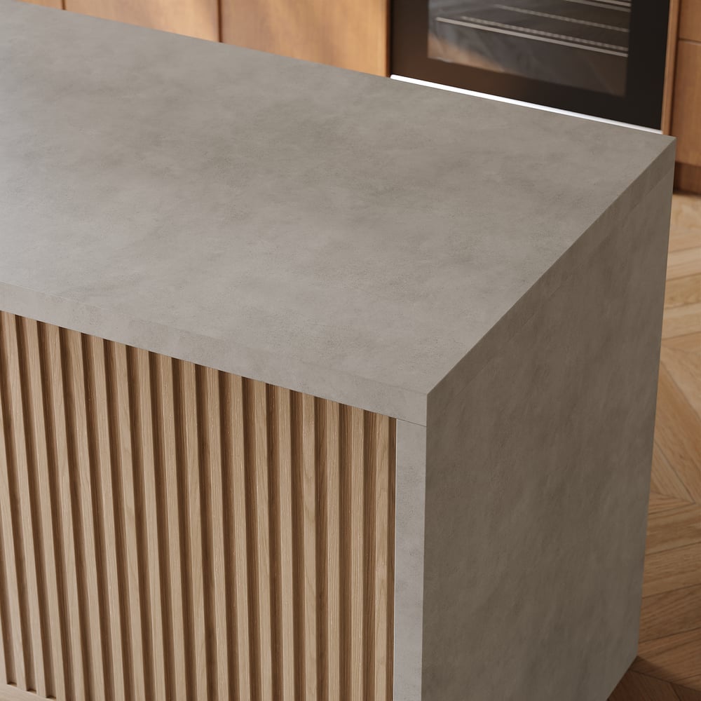 Modern 50" Wood Kitchen Island with Storage, Natural & Gray window image