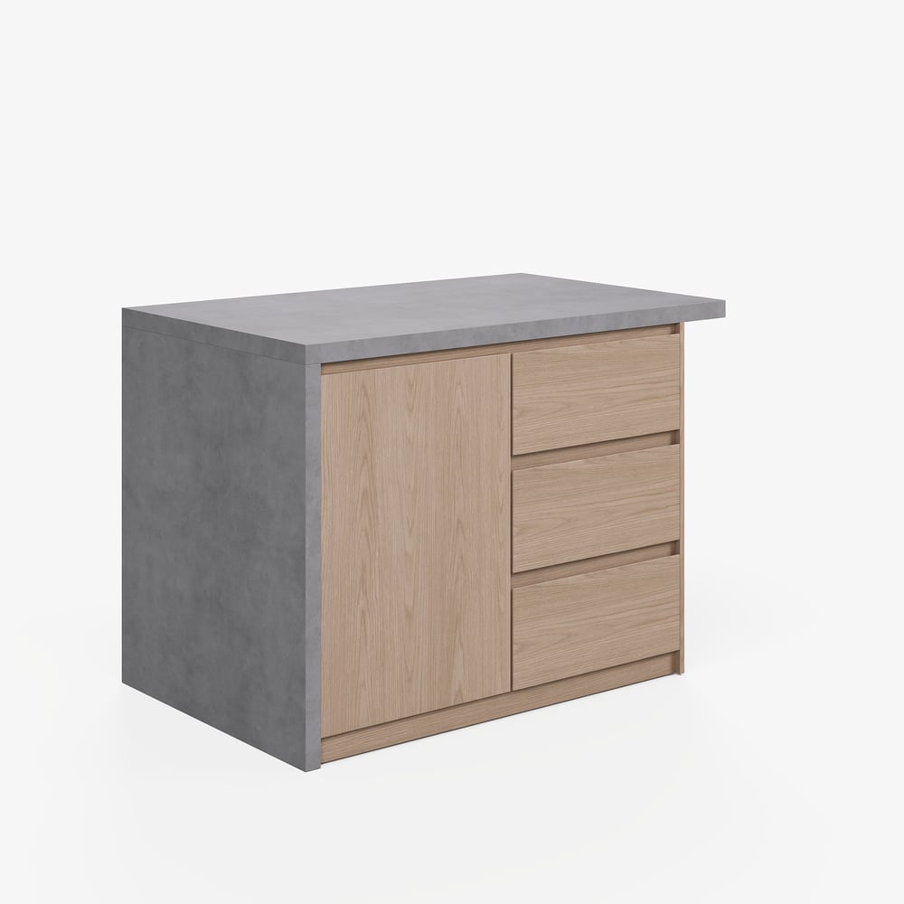 Modern 50" Wood Kitchen Island with Storage, Natural & Gray window image