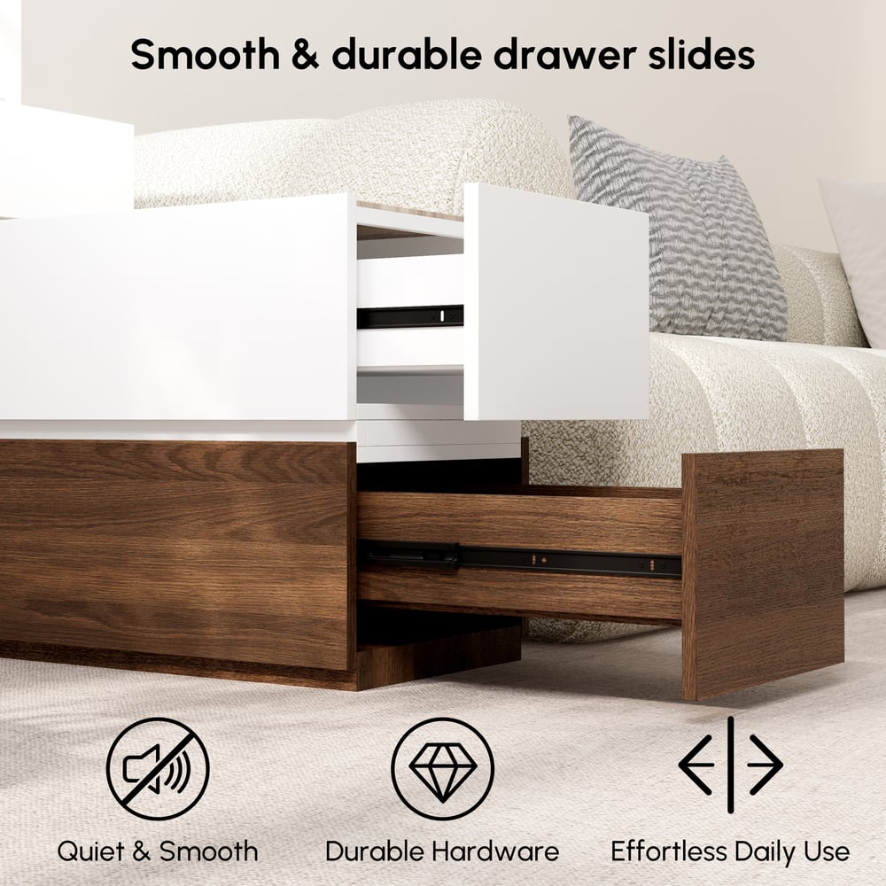 Modern 889 mm Narrow Sintered Stone End Table with USB & Storage window image