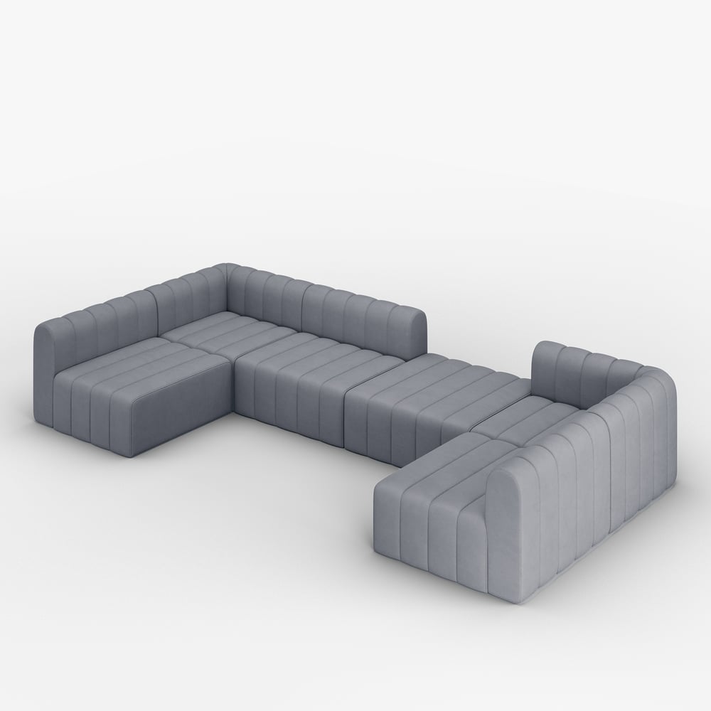 Canapé modulable 6 places en velours côtelé 301 cm image de fenêtre