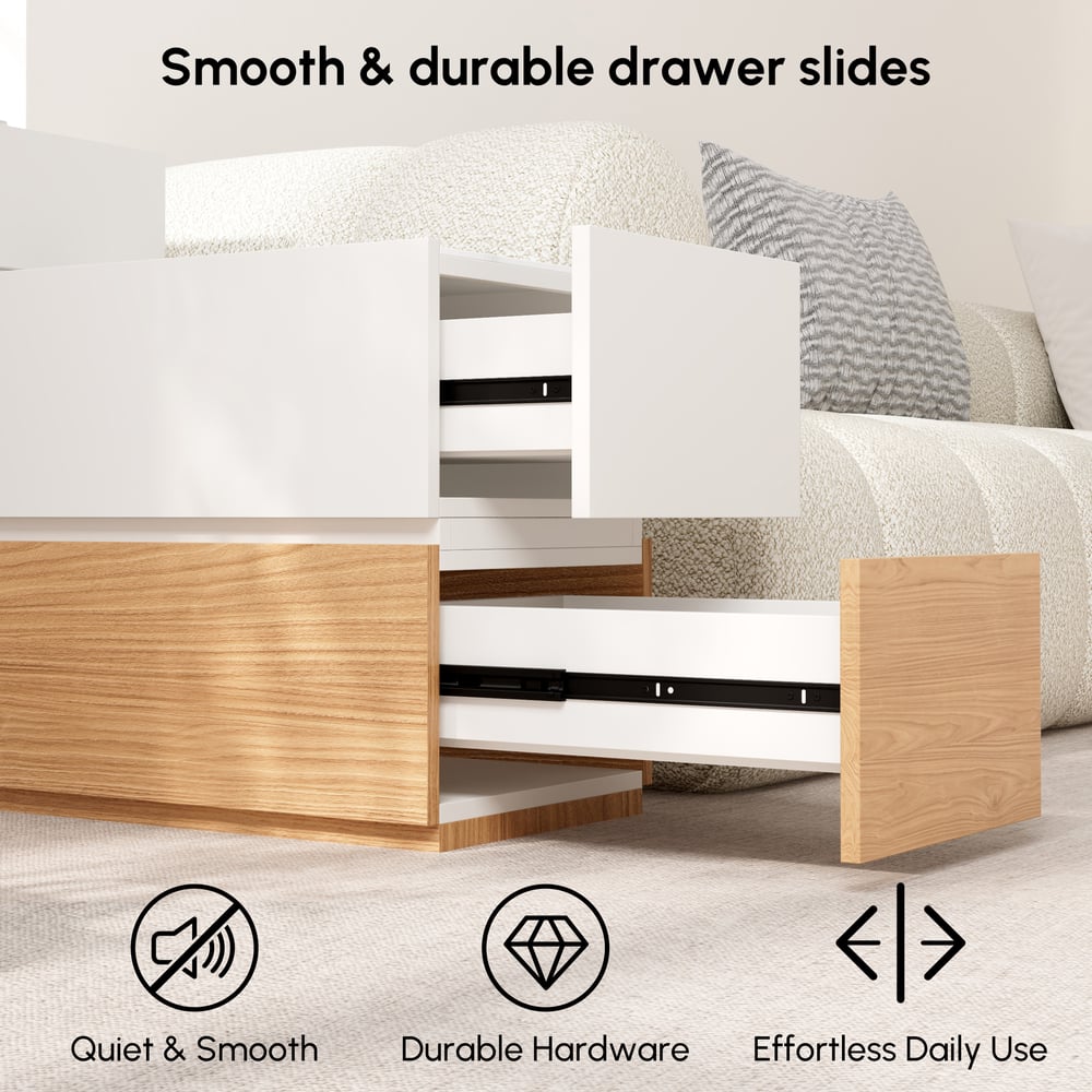 Modern 889 mm Narrow Sintered Stone End Table with USB & Storage window image