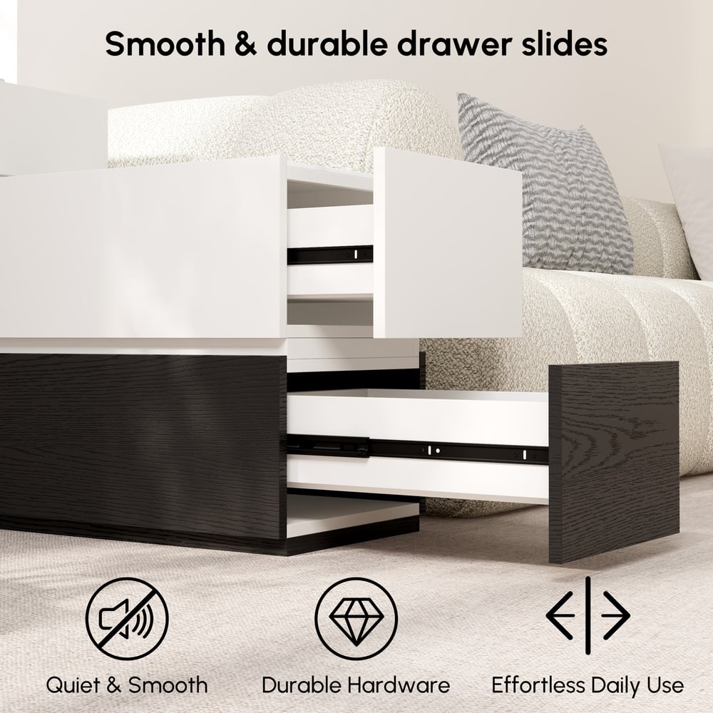 Mesa de apoio estreita de pedra sinterizada moderna de 89 cm com USB e arrumação Imagem da janela