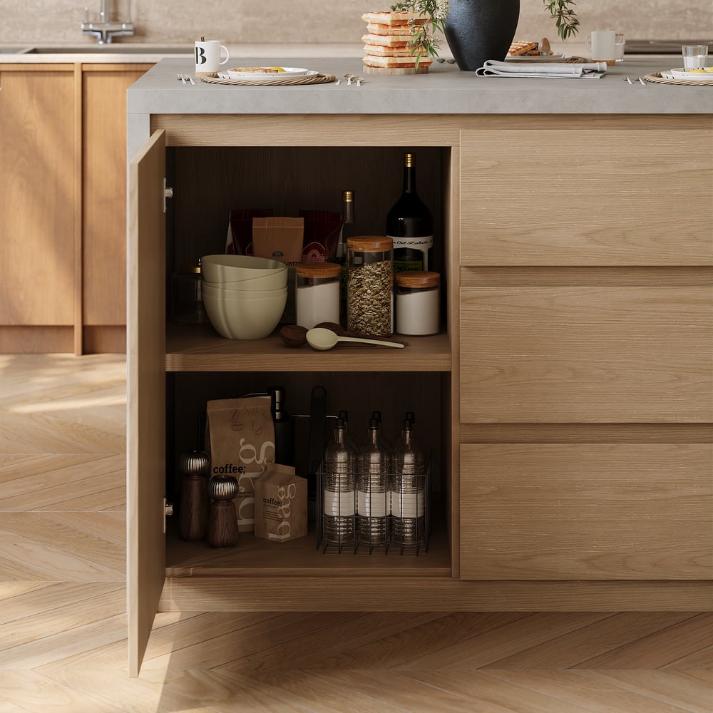 Modern 50" Wood Kitchen Island with Storage, Natural & Gray window image