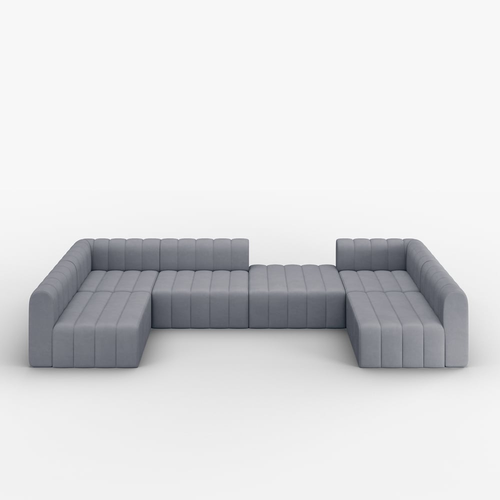 Canapé modulable 6 places en velours côtelé 301 cm image de fenêtre