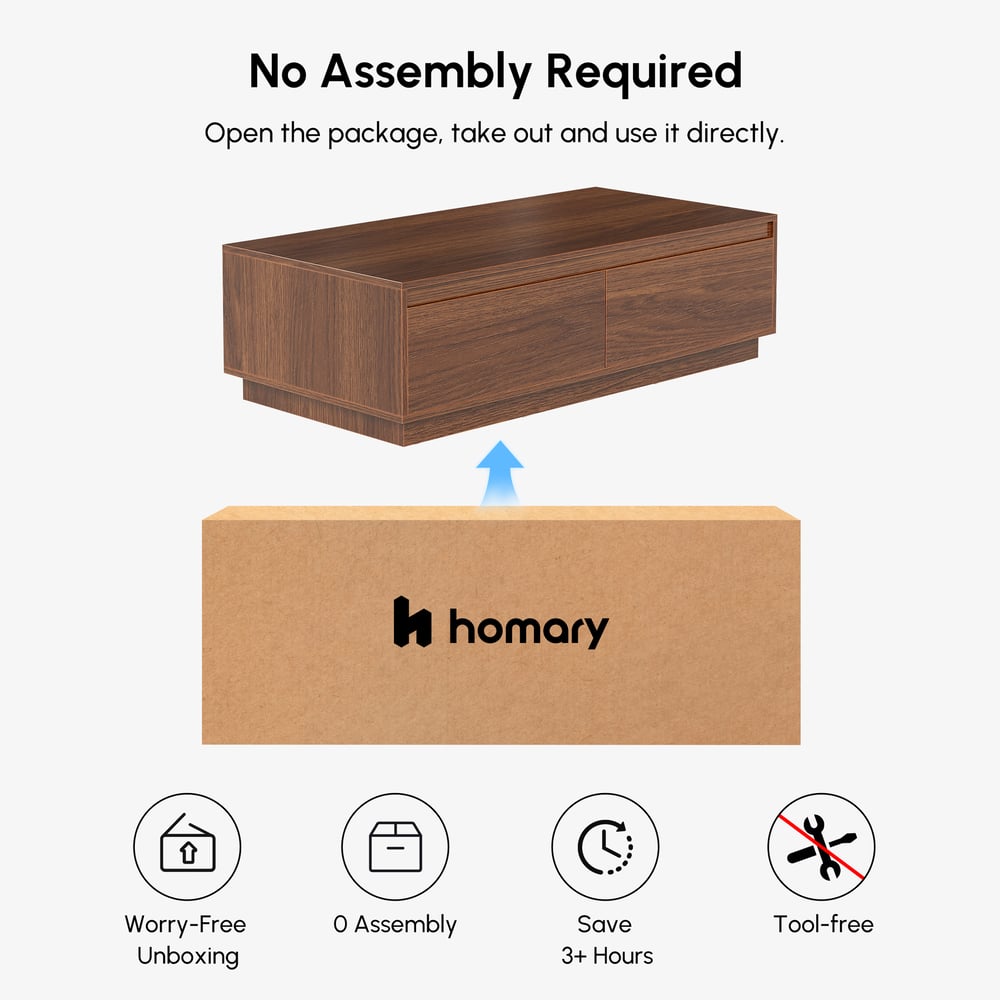 Obdélníkový konferenční stolek Mid-Century Fero 120 cm z ořechu se 4 zásuvkami obrázek okna