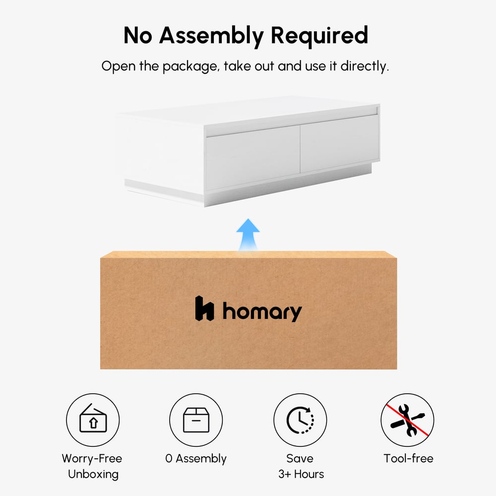 Fero Mid Century 1200 mm White Rectangular Coffee Table with 4 Drawers window image
