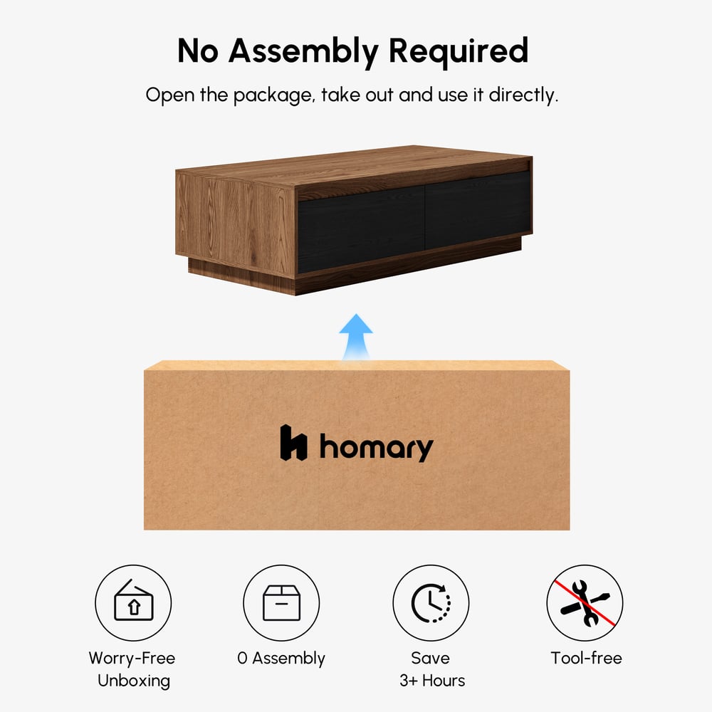 1200mm Mid Century Rectangular Black & Walnut Block Coffee Table window image