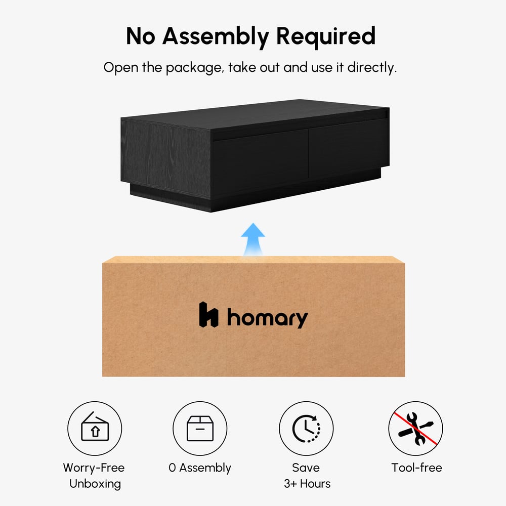 Rectangular Mid-Century Coffee Table Fero 120 cm in Black with 4 Drawers window image