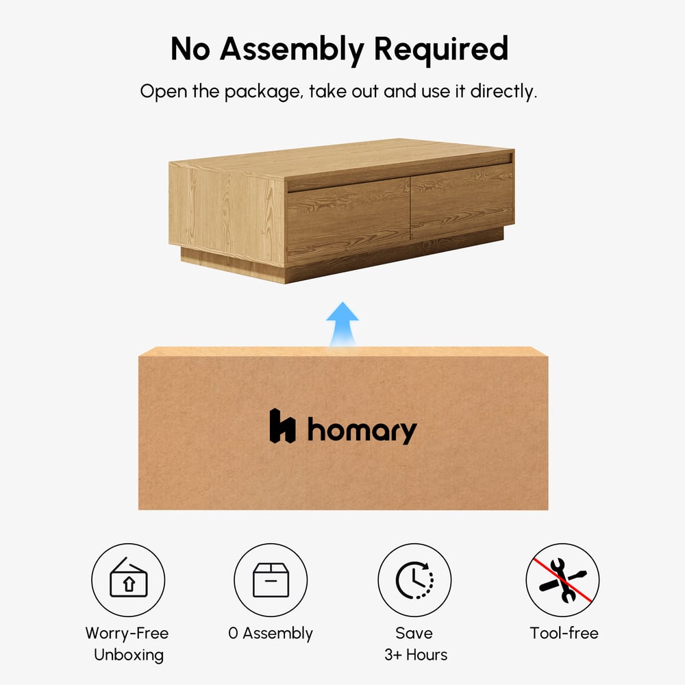 Obdélníkový konferenční stolek Mid-Century Fero 120 cm z přírodního dřeva se 4 zásuvkami obrázek okna