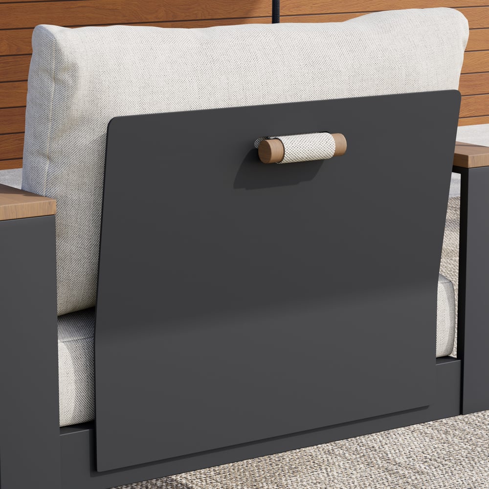 Venkovní houpací pohovka Tevara z matně šedého hliníku s polštáři obrázek okna