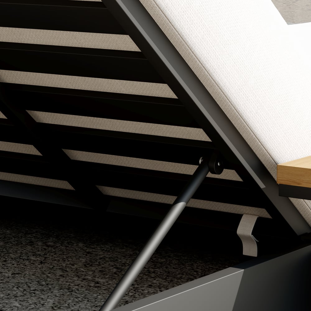 Tuinligstoel, terrasmeubelen van hout en aluminium, beige kussen, 2-delige set Vensterafbeelding