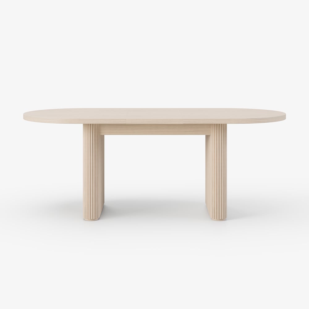 Fluve 63"-79" Extendable Oval Whitewash Dining Table, Seats 4-6 window image