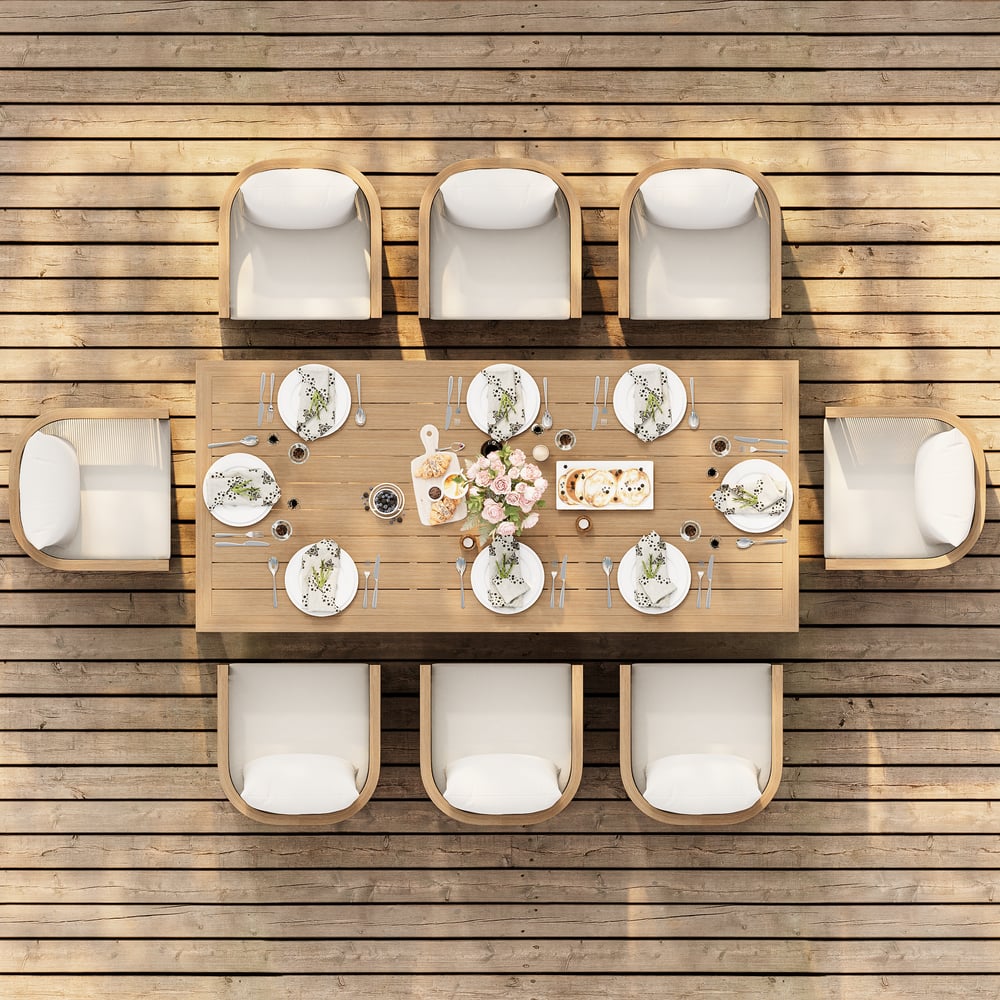 Wevara 9-Piece Outdoor Rope Weave Dining Set with 8 Chairs window image