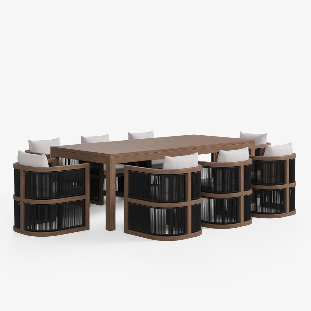 Wevara 9-Piece Outdoor Rope Weave Dining Set with 8 Chairs window image
