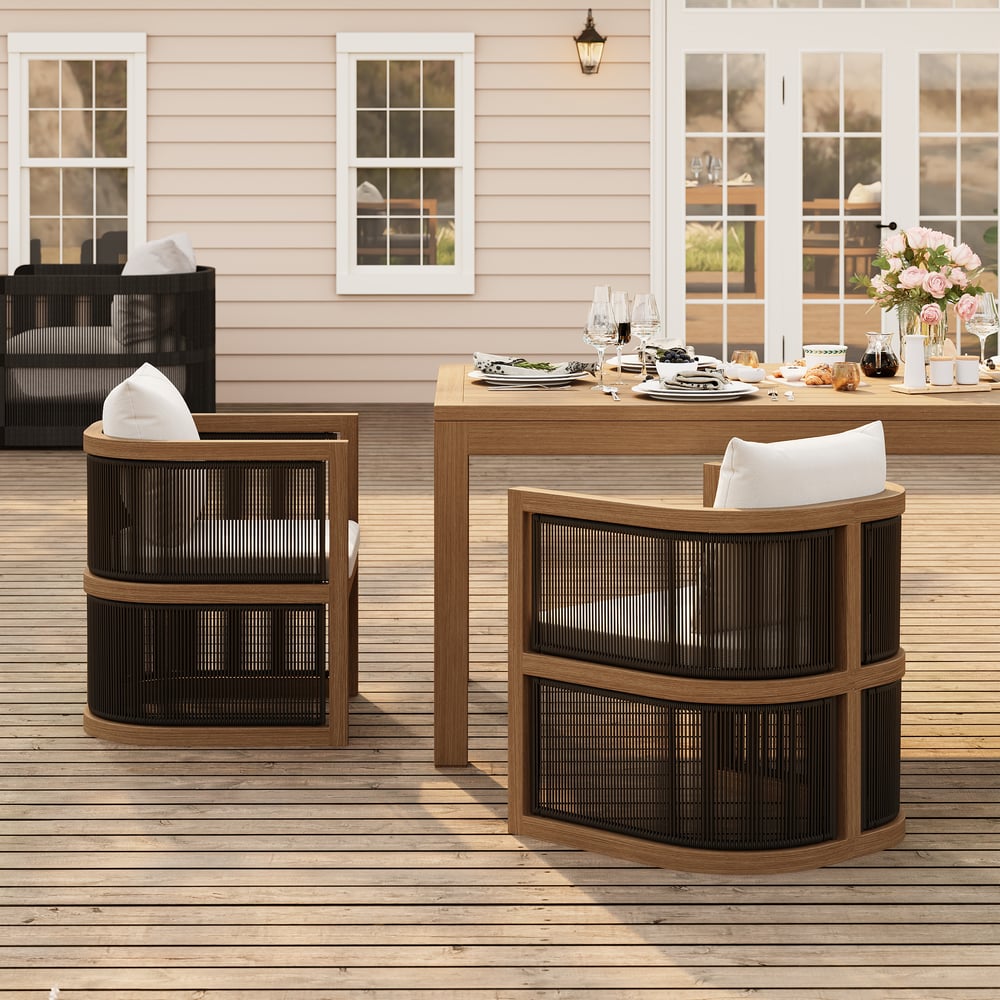 Wevara 9-Piece Outdoor Rope Weave Dining Set with 8 Chairs window image