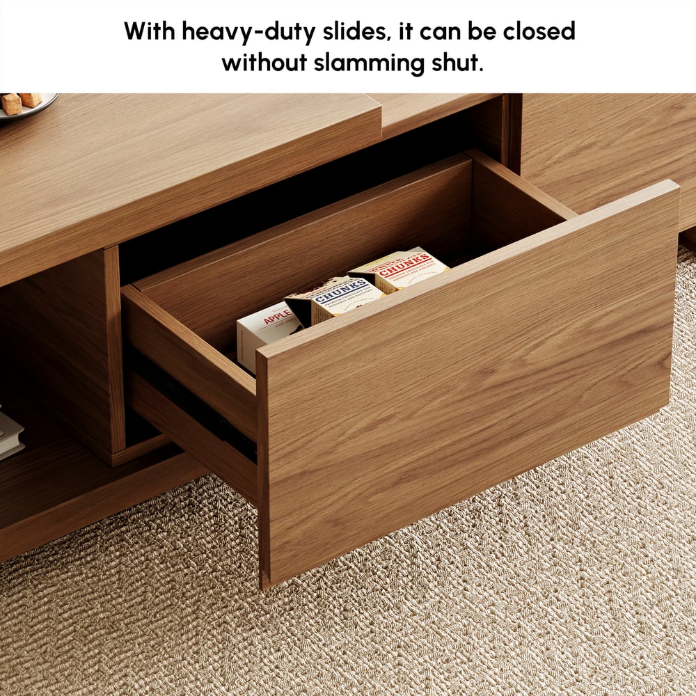 Quoint Walnut Extendable Coffee Table with 2 Drawers(1200mm-1750mm) window image
