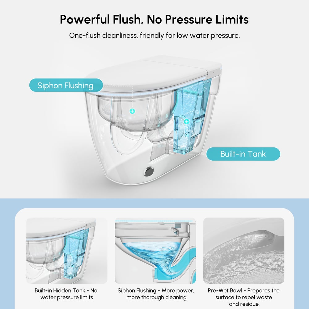 Glowin K2 Smart Bidet Toilet with Built-in Tank, 1.28 GPF window image