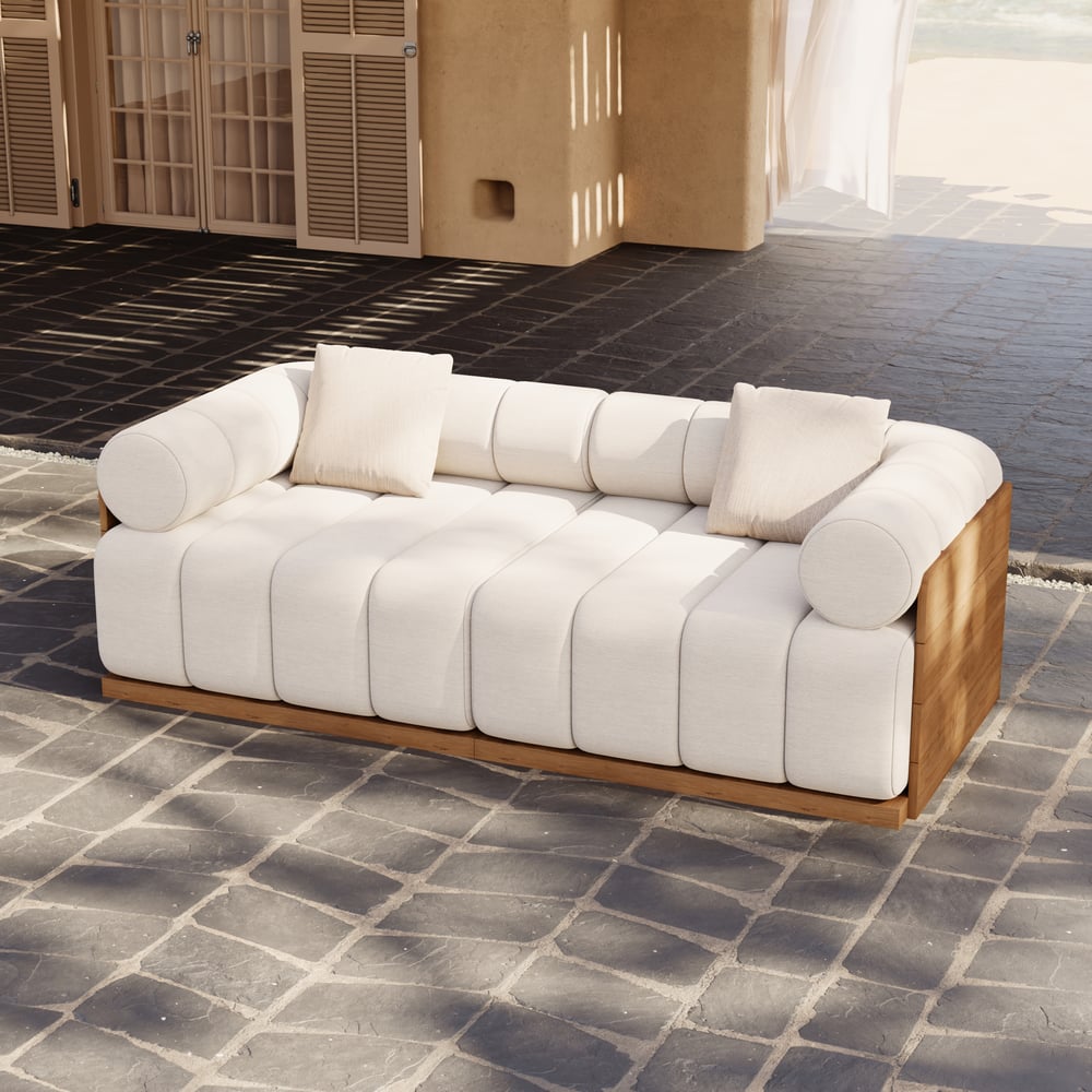 Resaro 8-Piece Outdoor Modular Natural Teak Sectional Fluted Sofa Set window image
