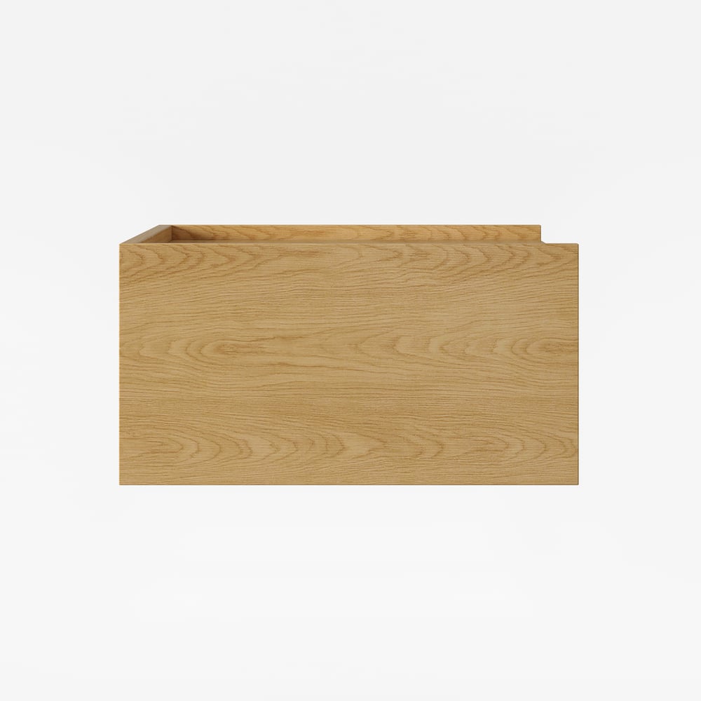 Comodino galleggiante in legno a 1 cassetto con luce e stazione di ricarica Immagine della finestra