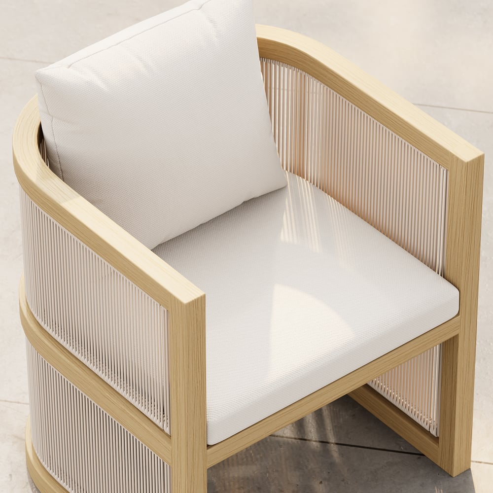 Ensemble de 2 chaises de salle à manger Wevara noyer et flocons d'avoine en aluminium et cordes image de fenêtre